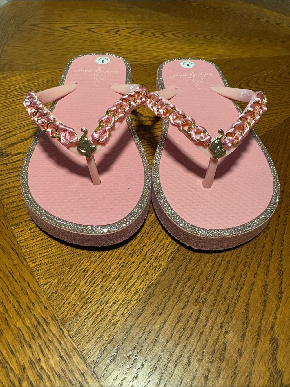 Pink Baby Phat Flip Flops with Rhinestone Trim